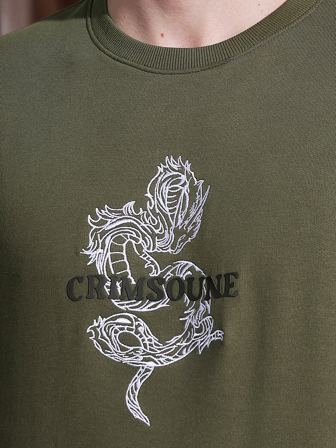 Olive Graphic Print Sweatshirt