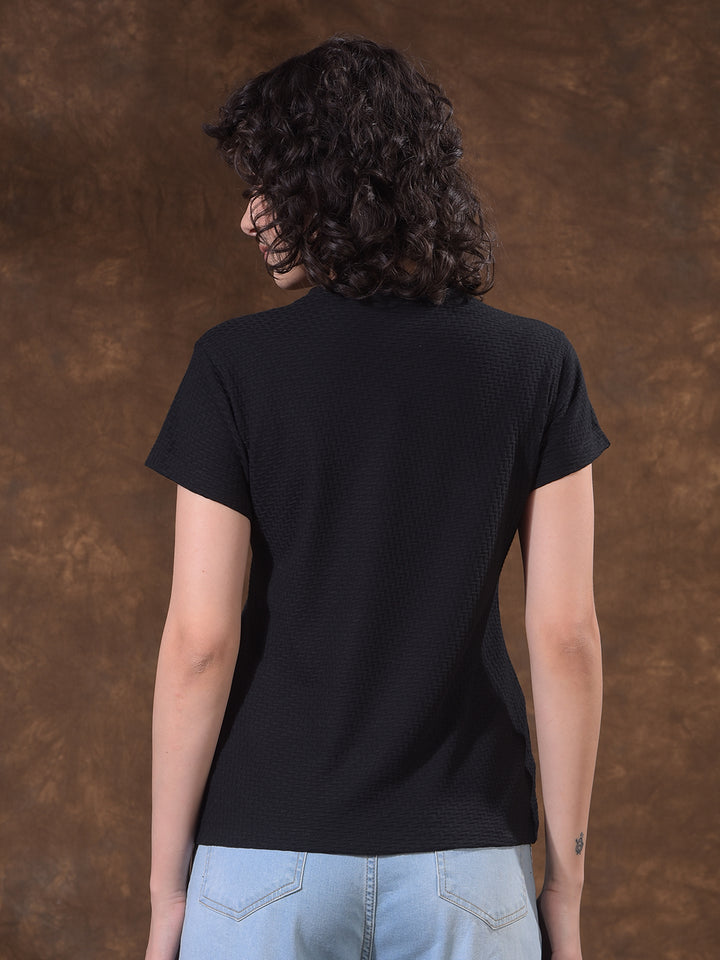 Refined Shadow Black Jacquard T-Shirt