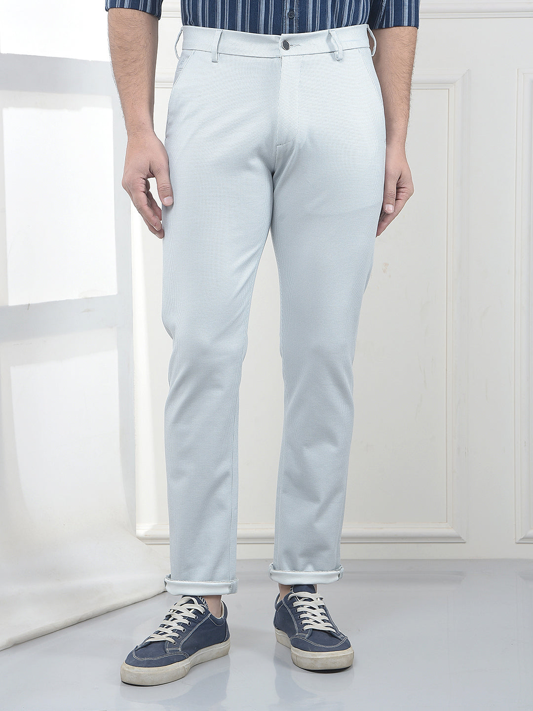 Grey Jacquard Knitted Trousers