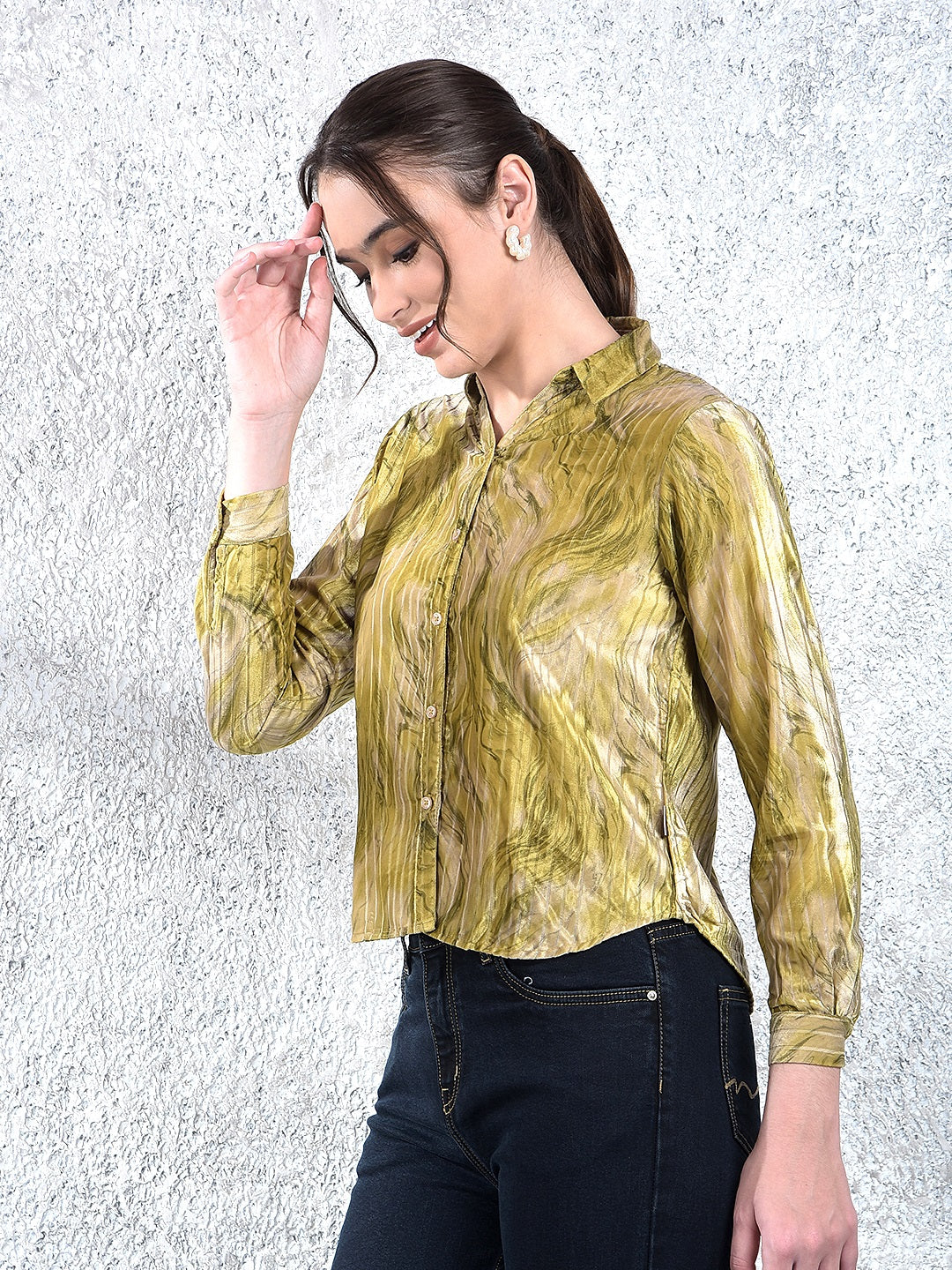 Olive Abstract Print Shirt