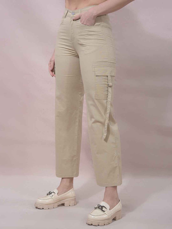 Beige Flow Cargo Trousers