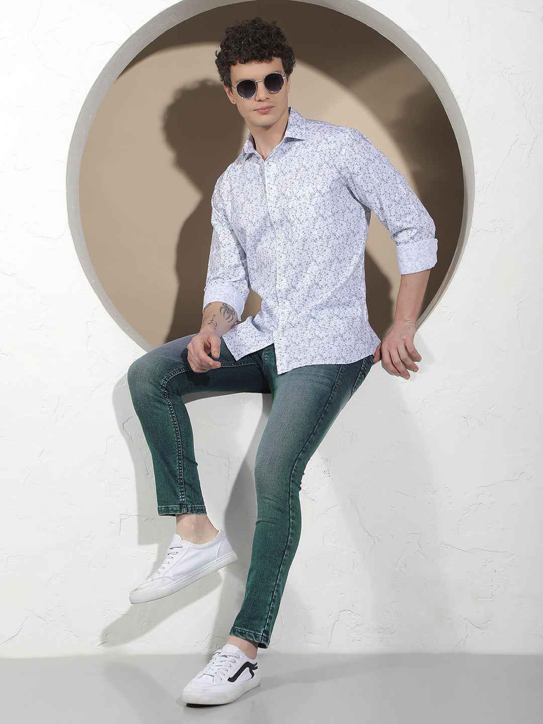 Blue Floral Print Shirt