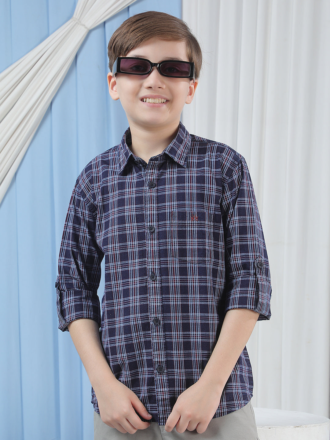 Blue Checked 100% Cotton Shirt