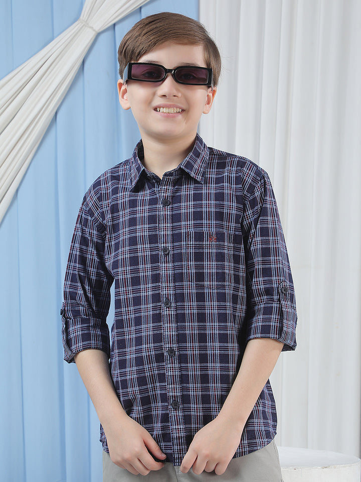 Blue Checked 100% Cotton Shirt