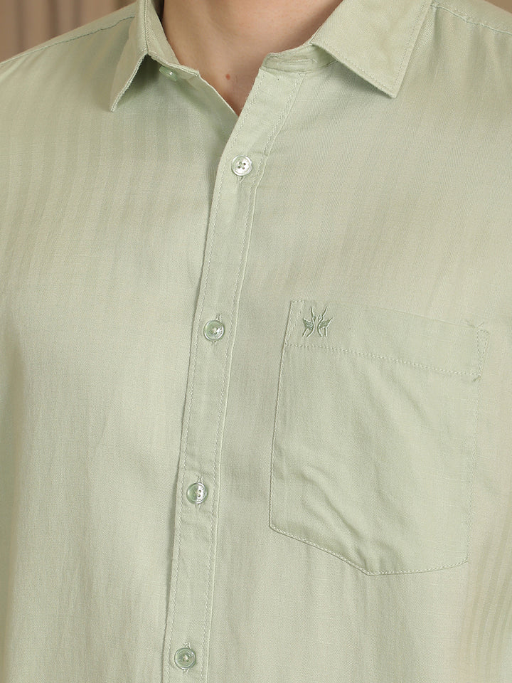 Green Vertical Stripes Shirt
