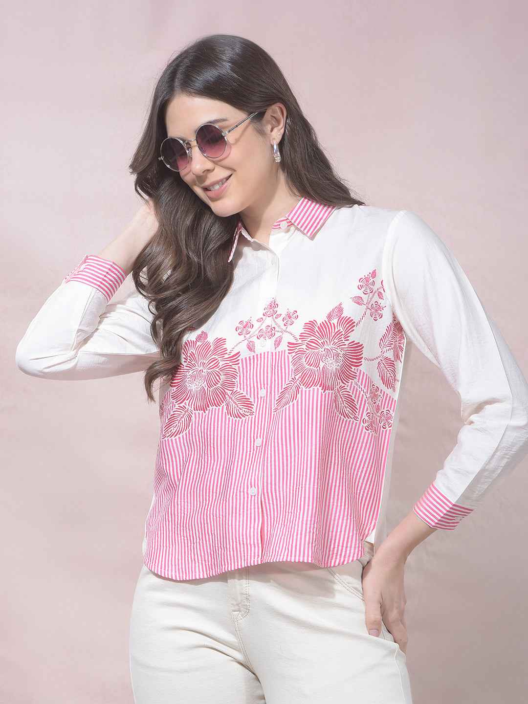 Pink Floral Print Shirt