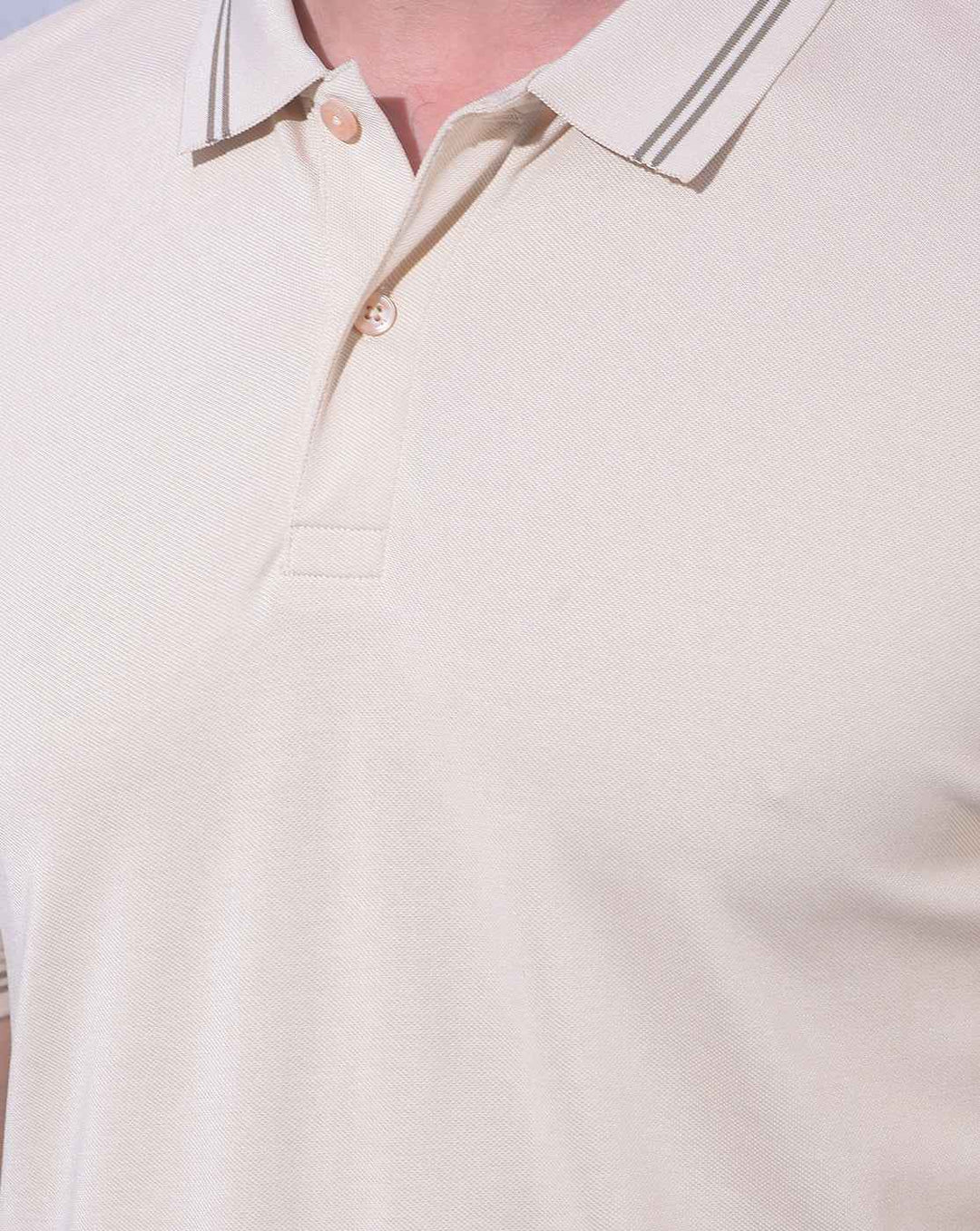 Beige Polo Neck T-Shirt