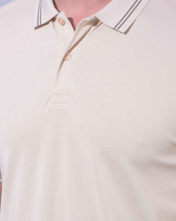 Beige Polo Neck T-Shirt