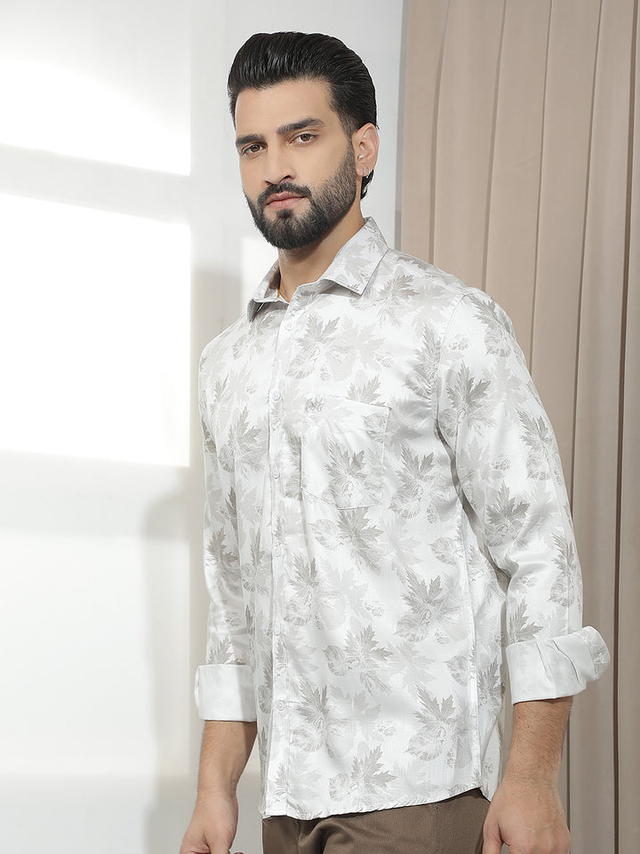 Brown Floral Printed Shirt