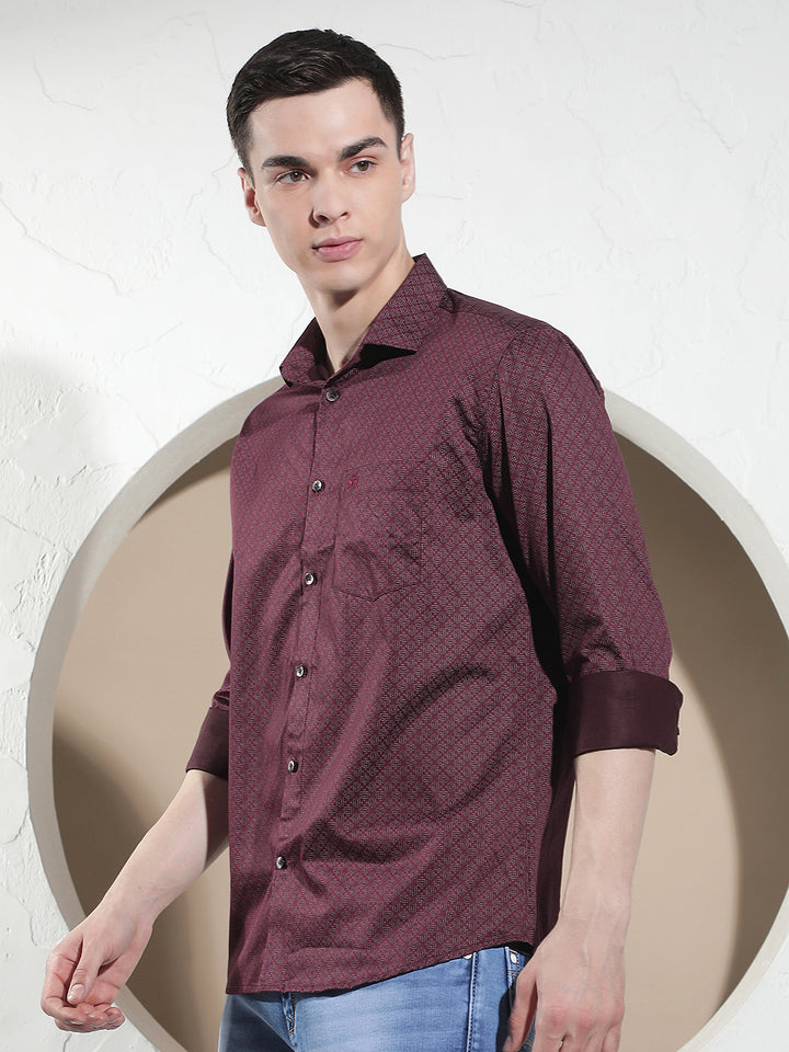 Luxe Deep Maroon Printed Shirt