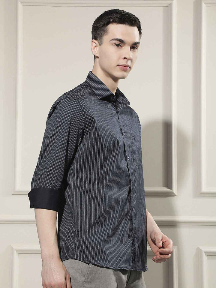 Navy Blue Printed Shirt