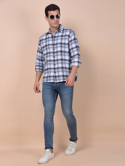 Blue Checked 100% Cotton Shirt
