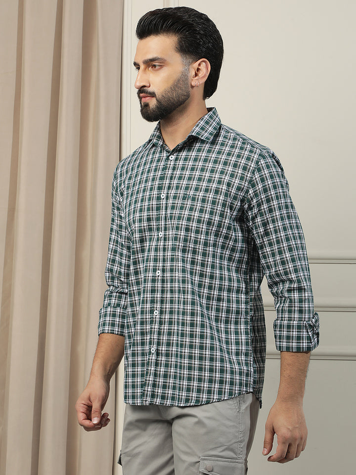 Green 100% Cotton Checked Shirt