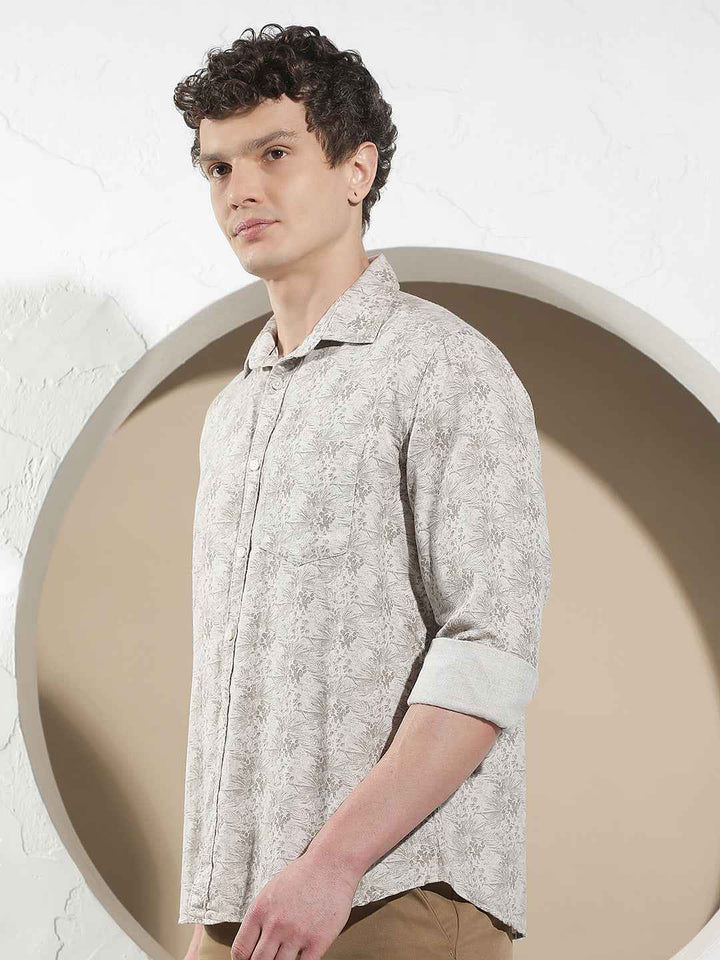 Mocha Brown Printed Shirt