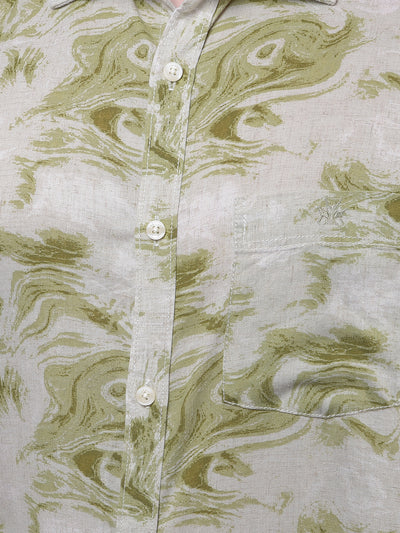Green Printed Linen Shirt