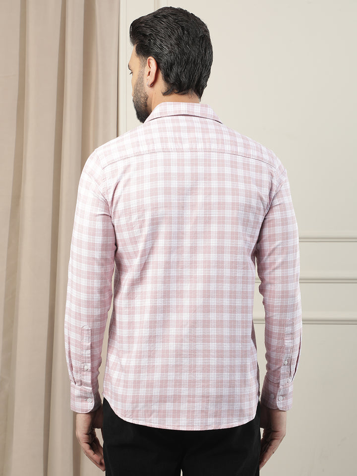 Pink 100% Cotton Checked Shirt