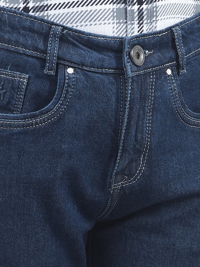 Blue 100% Cotton Straight Cargo Jeans
