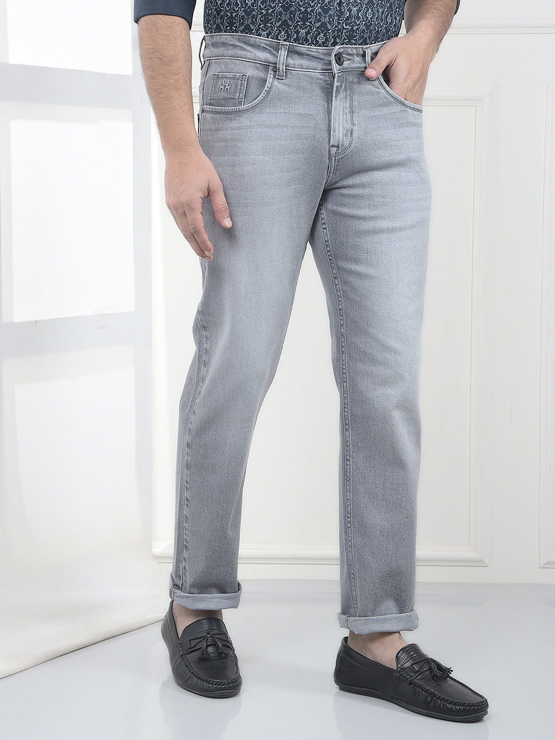 Urban Grey Stretch Straight Jeans