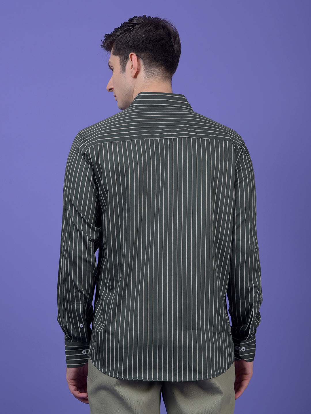 Green Vertical Stripes Shirt