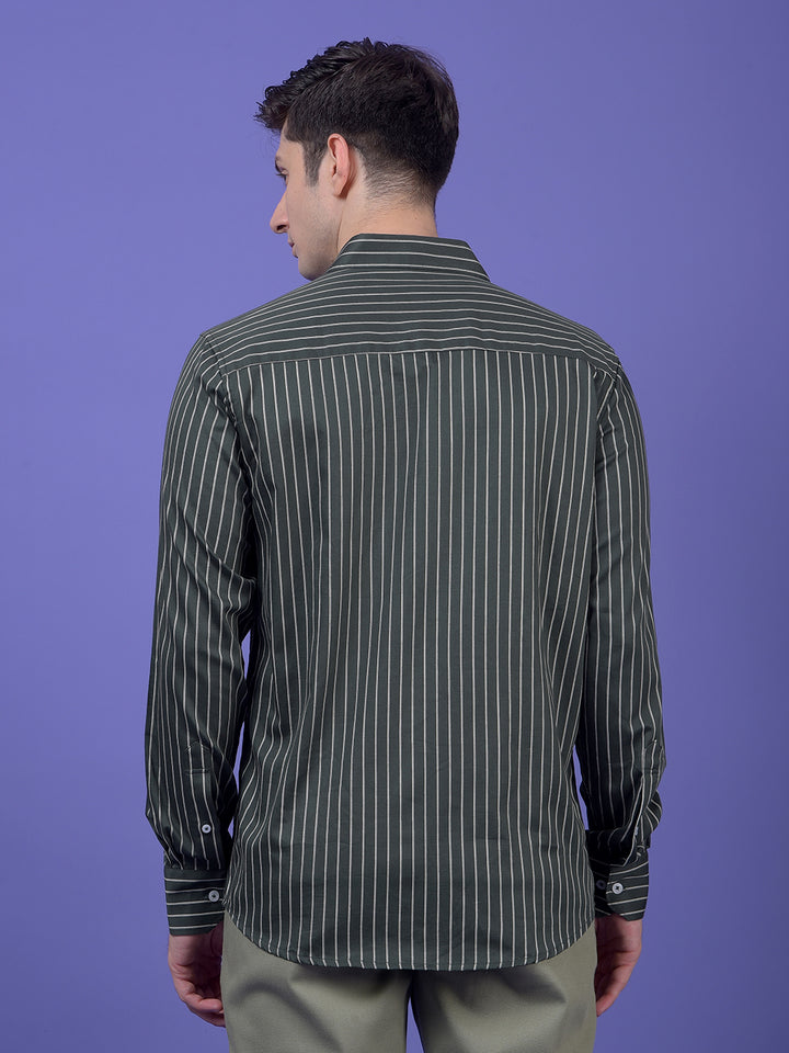 Green Vertical Stripes Shirt