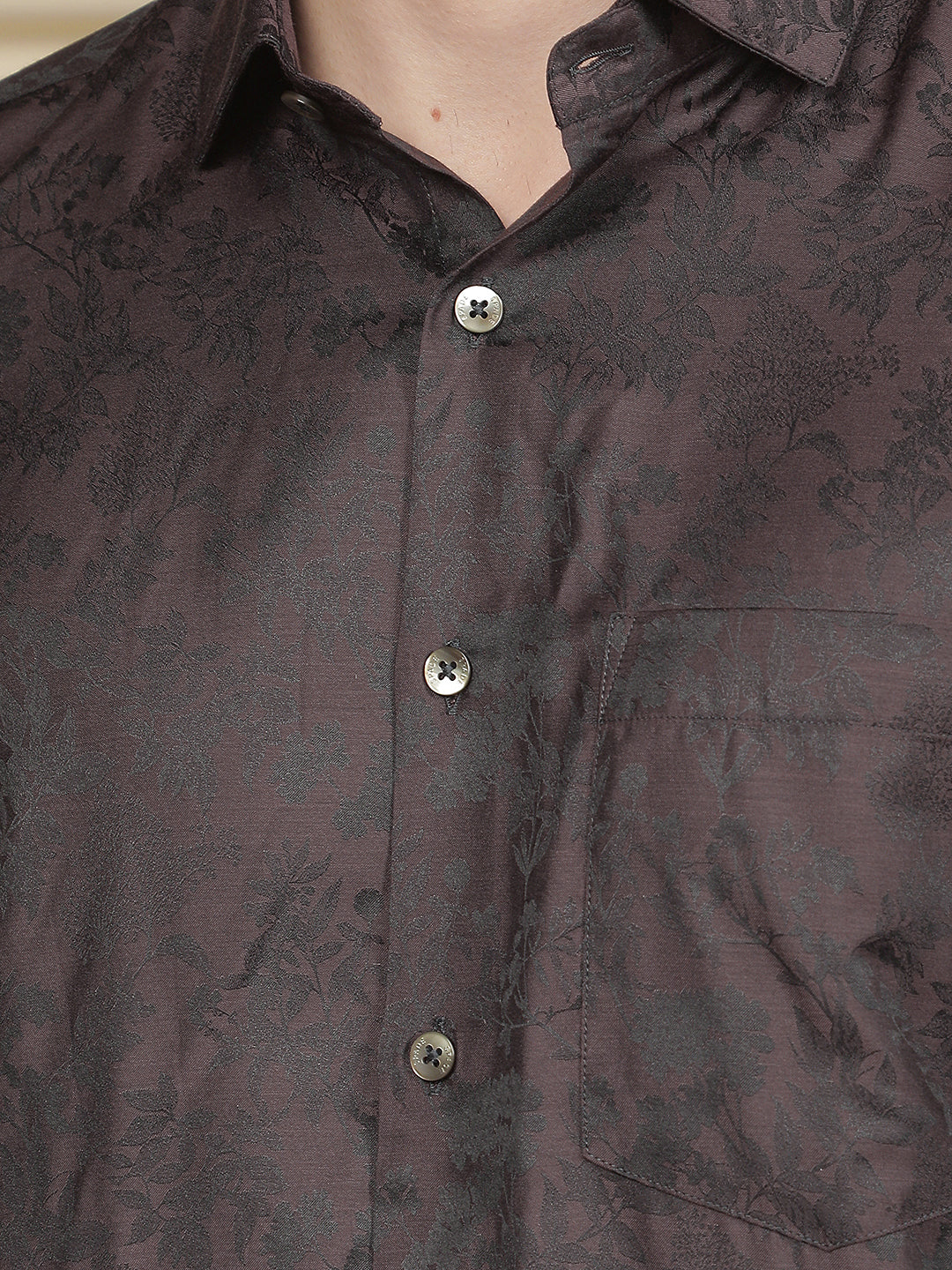 Brown Floral Print Shirt