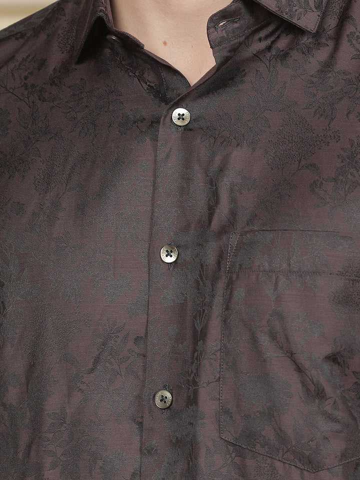 Brown Floral Print Shirt