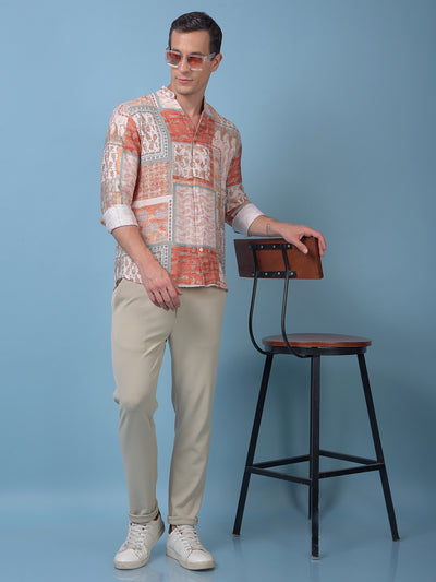 Orange Printed Shirt
