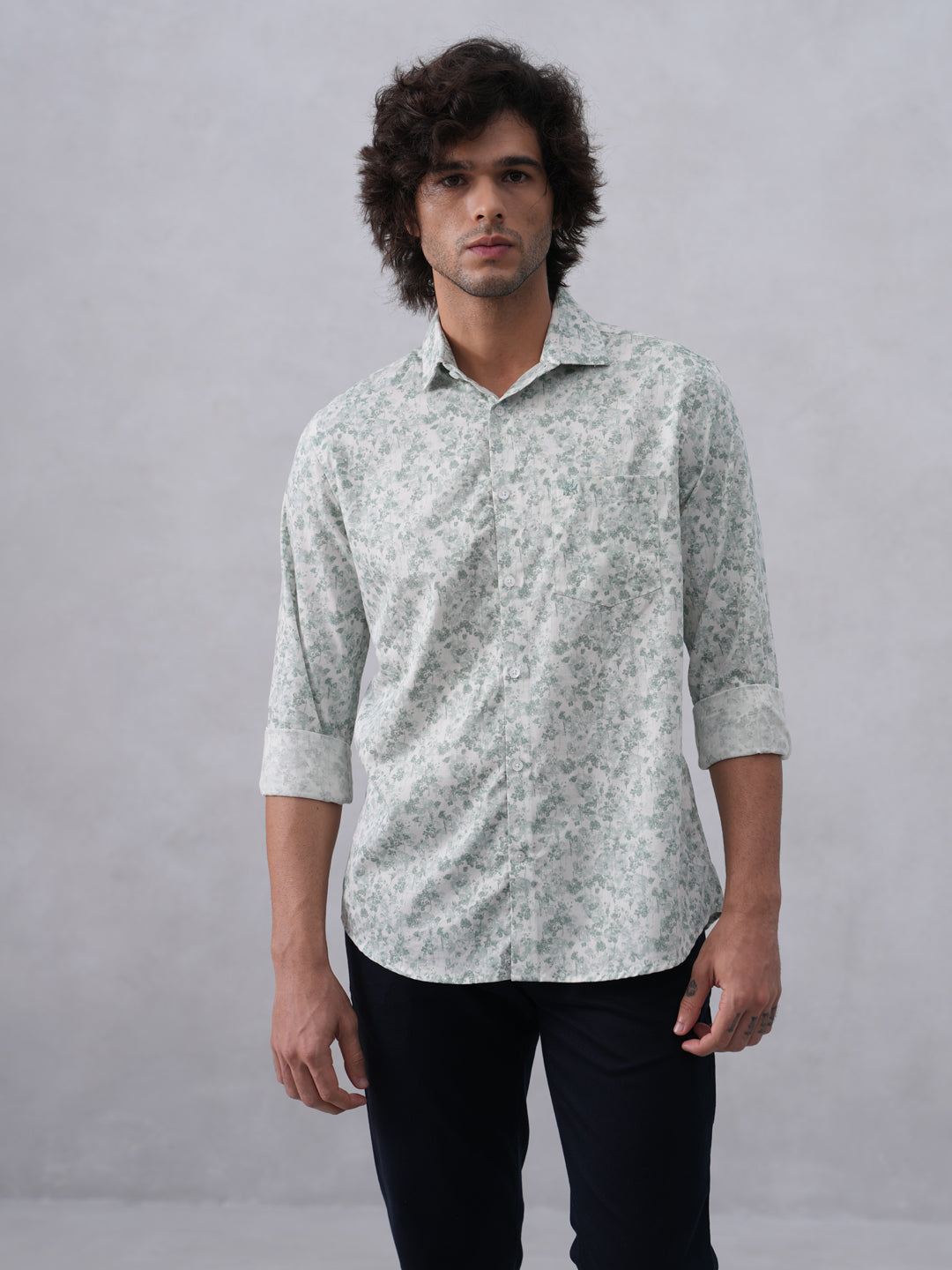 Green Floral Print Shirt