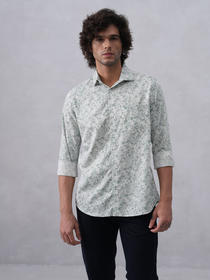 Green Floral Print Shirt