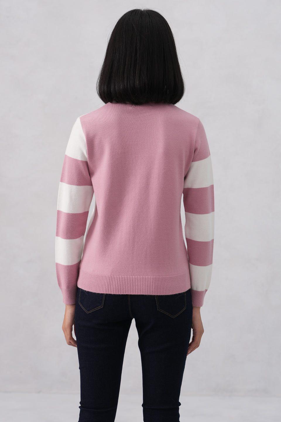 Pink Cream Color-Block Sweater