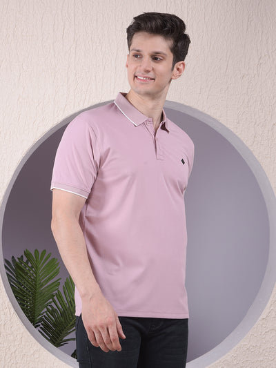 Peach Polo-Neck T-Shirt