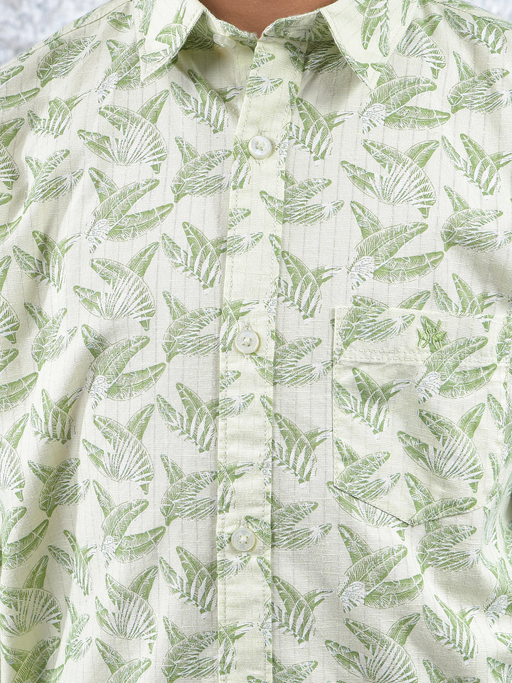 All-Day Comfort Green Floral Print Shirt