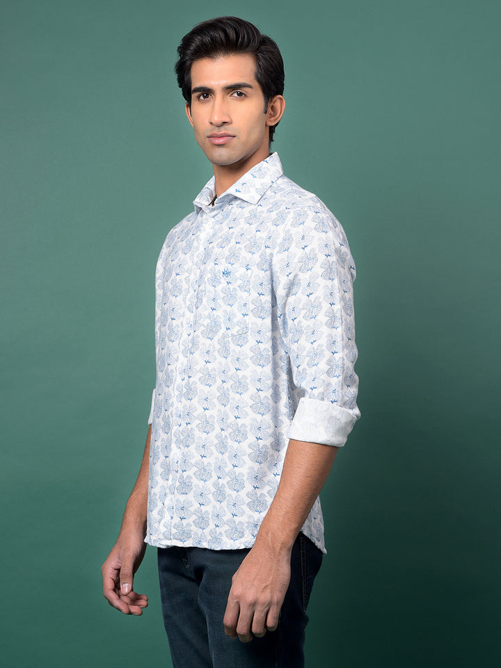 Blue Floral Print Shirt-Men Shirts-Crimsoune Club