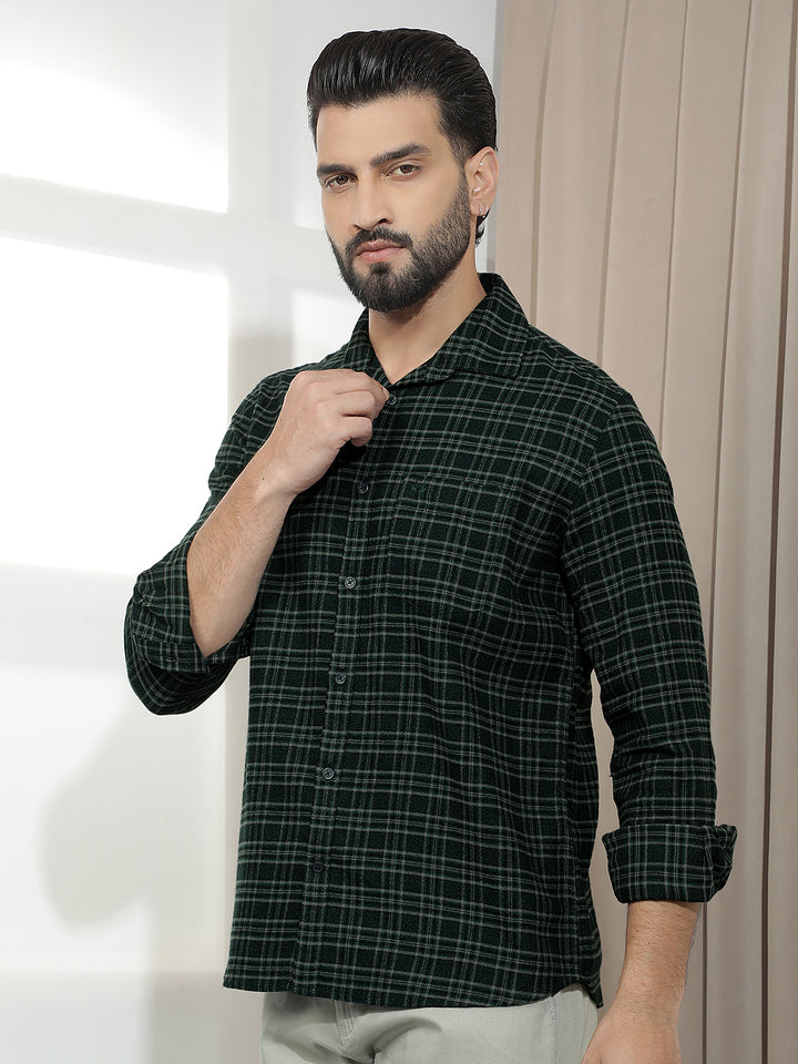 Green Checked 100% cotton Shirt