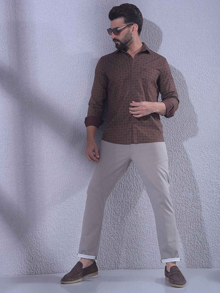 Brown Printed Shirt