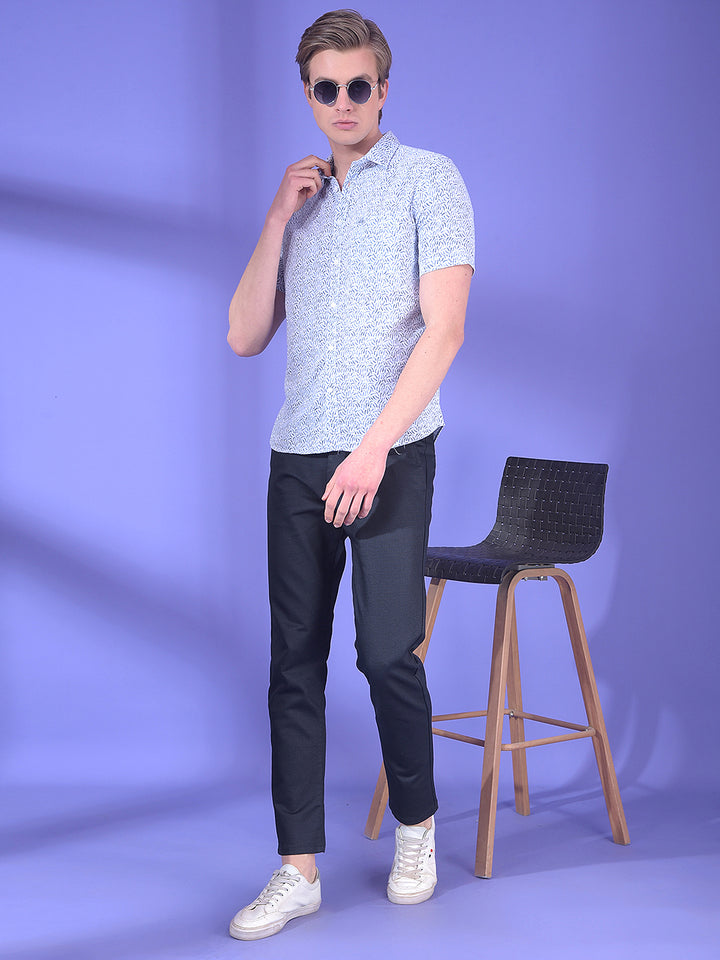 Blue Printed 100% Cotton Shirt