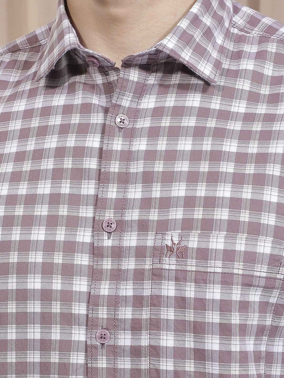 Purple Checked 100% Cotton Shirt