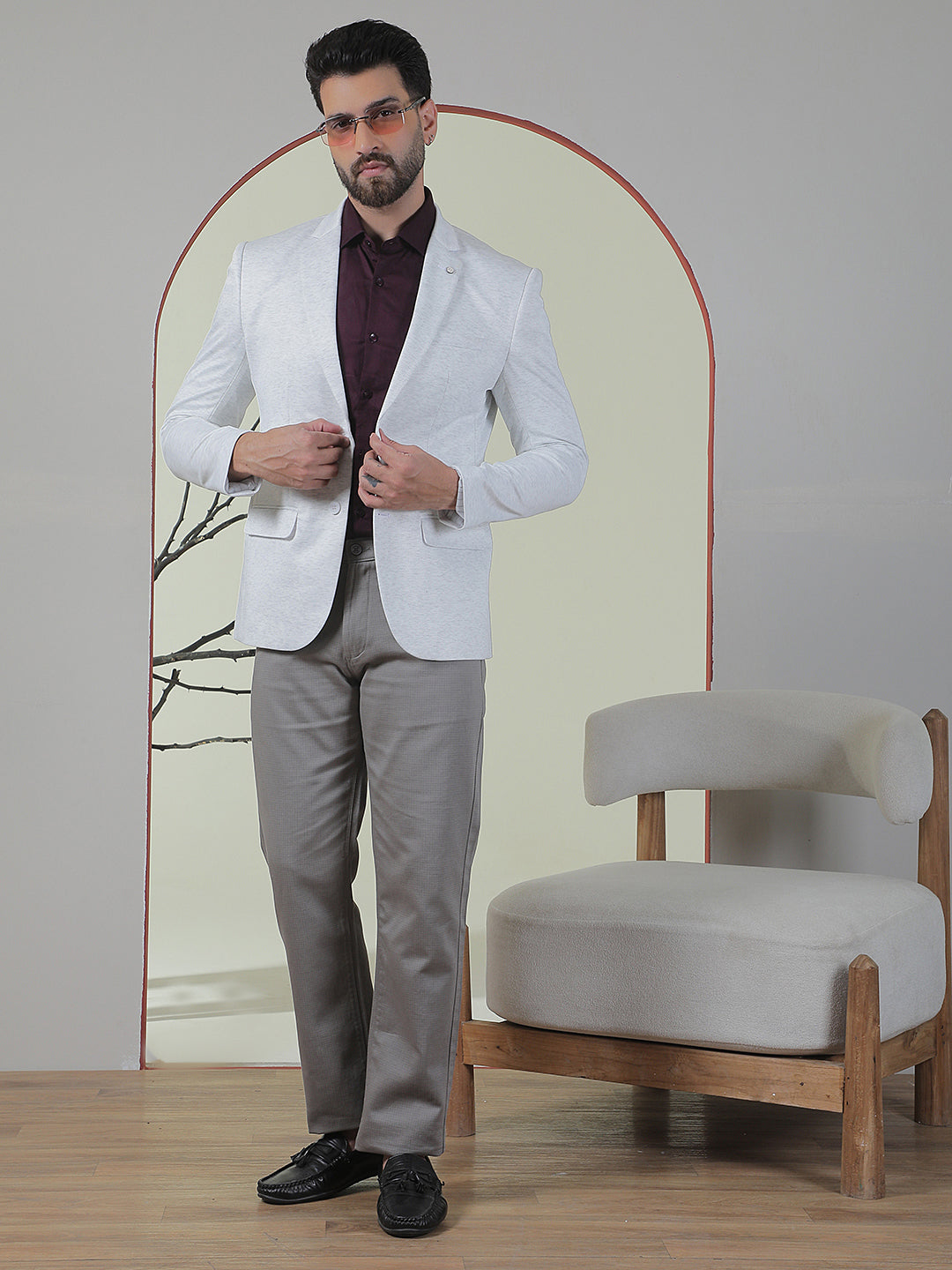 Grey Notch Lapel Blazer