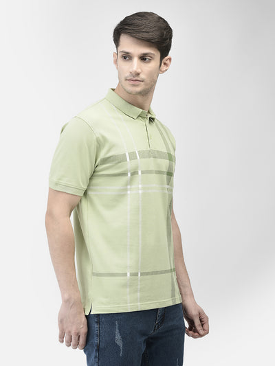 Green Printed Polo Neck T-Shirt