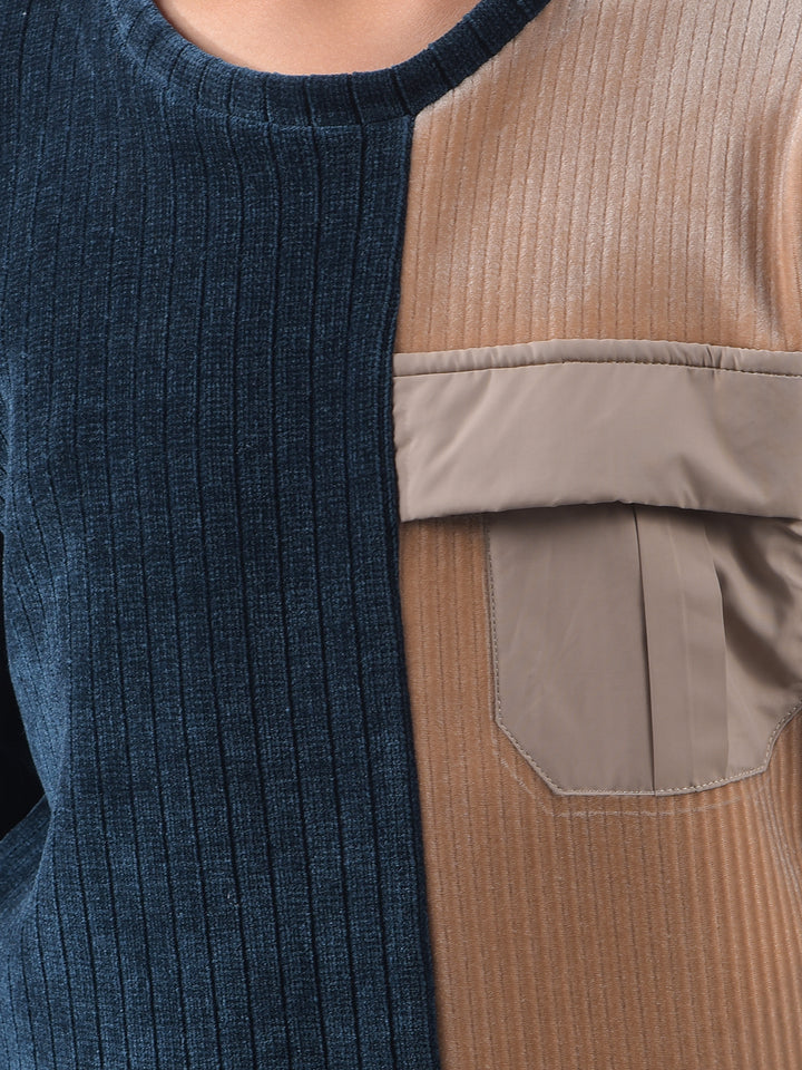 Navy Blue Color-Block Sweatshirt