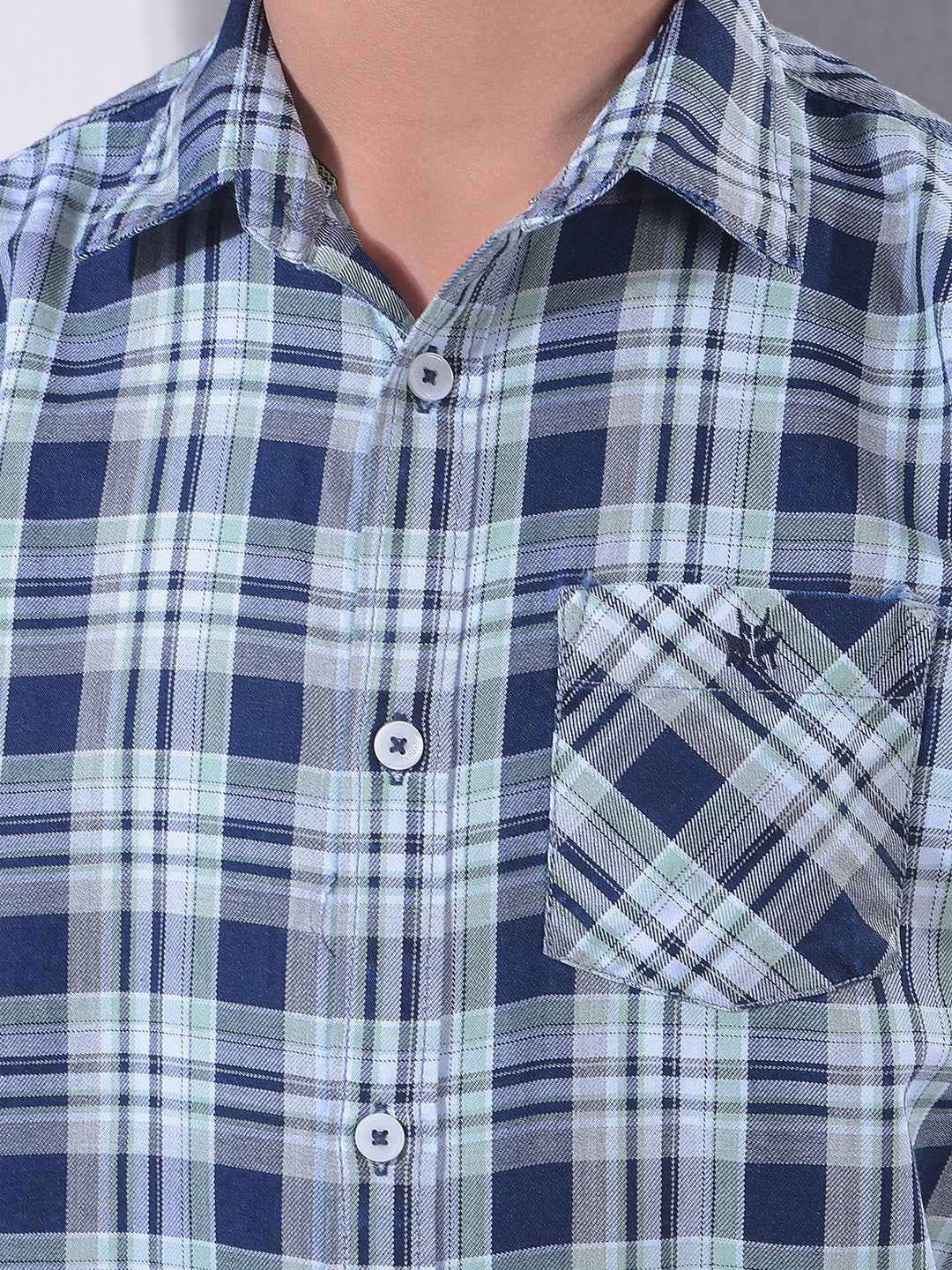 Blue Checked 100% Cotton Shirt