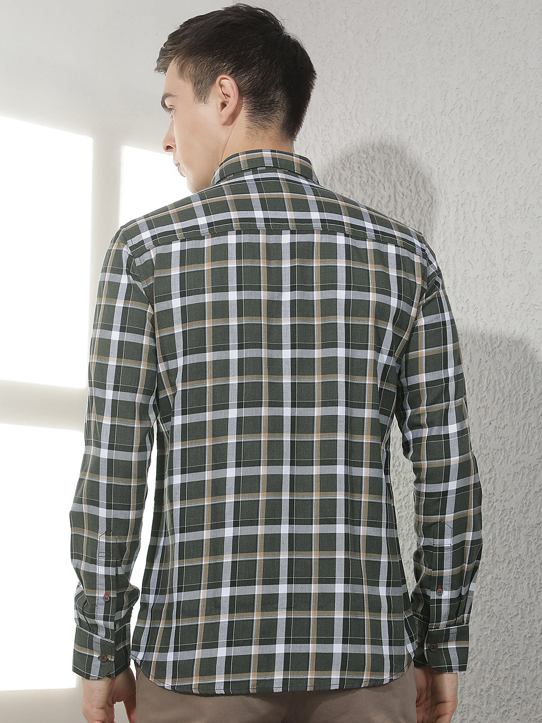 Green Checked Shirt-Men Shirts-Crimsoune Club