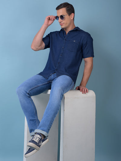 Blue 100% Cotton Denim Shirt