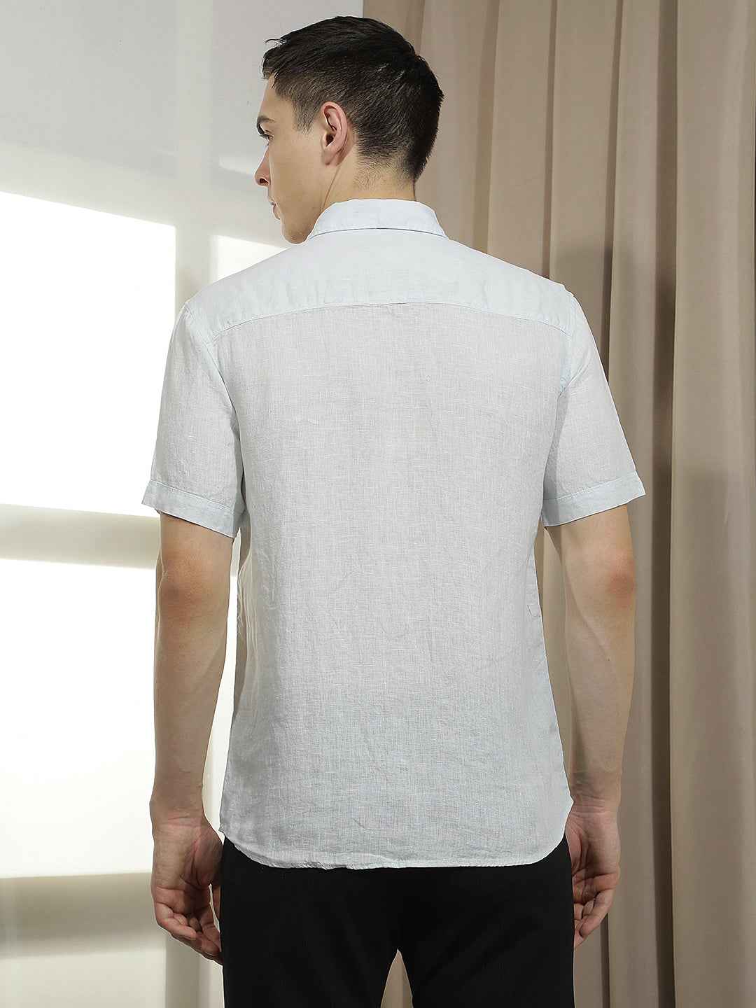 Breathable Sky Blue Linen Shirt
