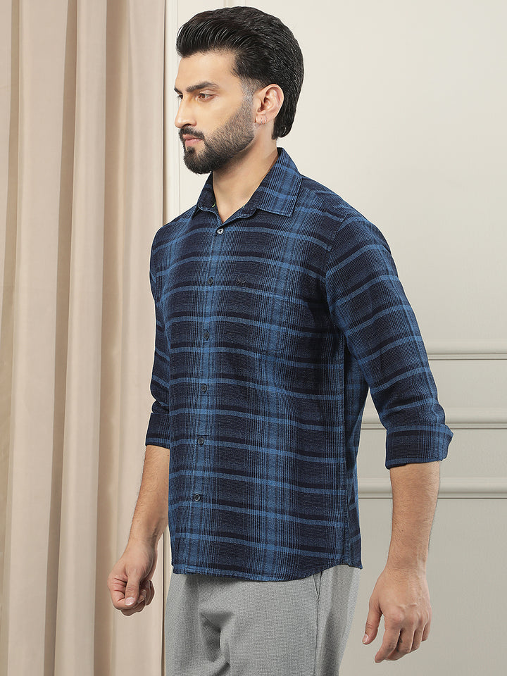 Blue Printed 100% Cotton Shirt
