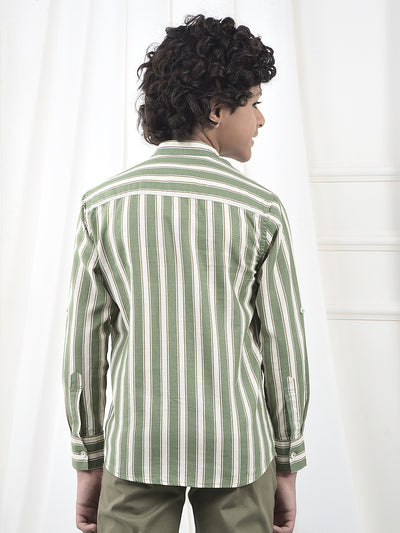 Green Striped 100% Cotton Shirt