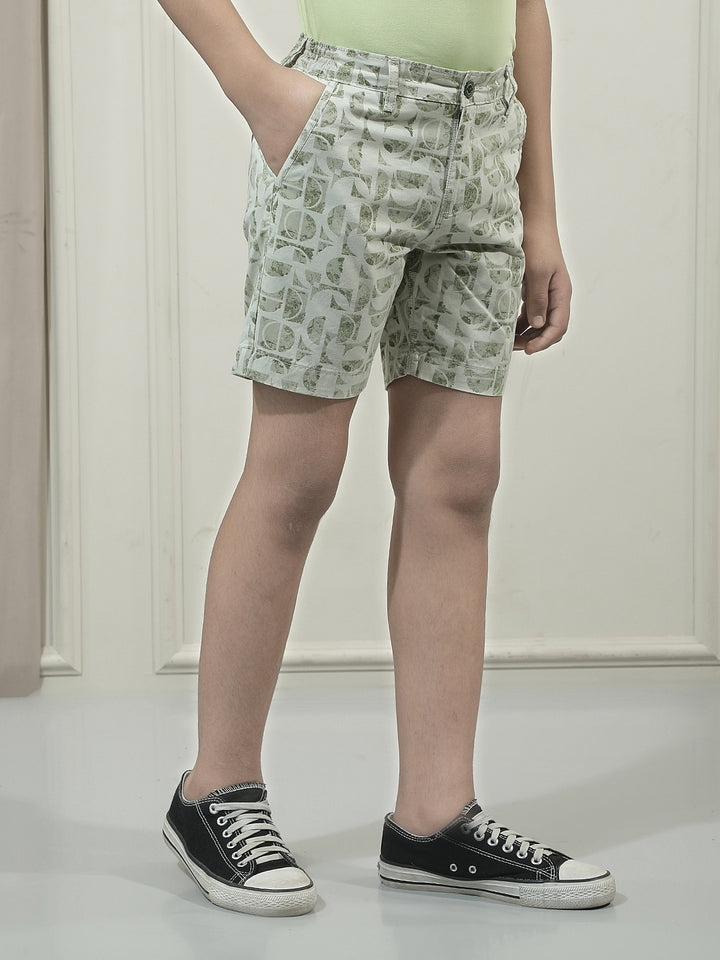 Green 100% Cotton Graphic Printed Shorts