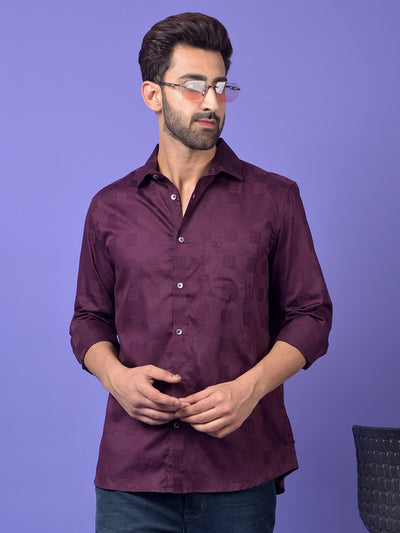 Wine Printed 100% Cotton Shirt
