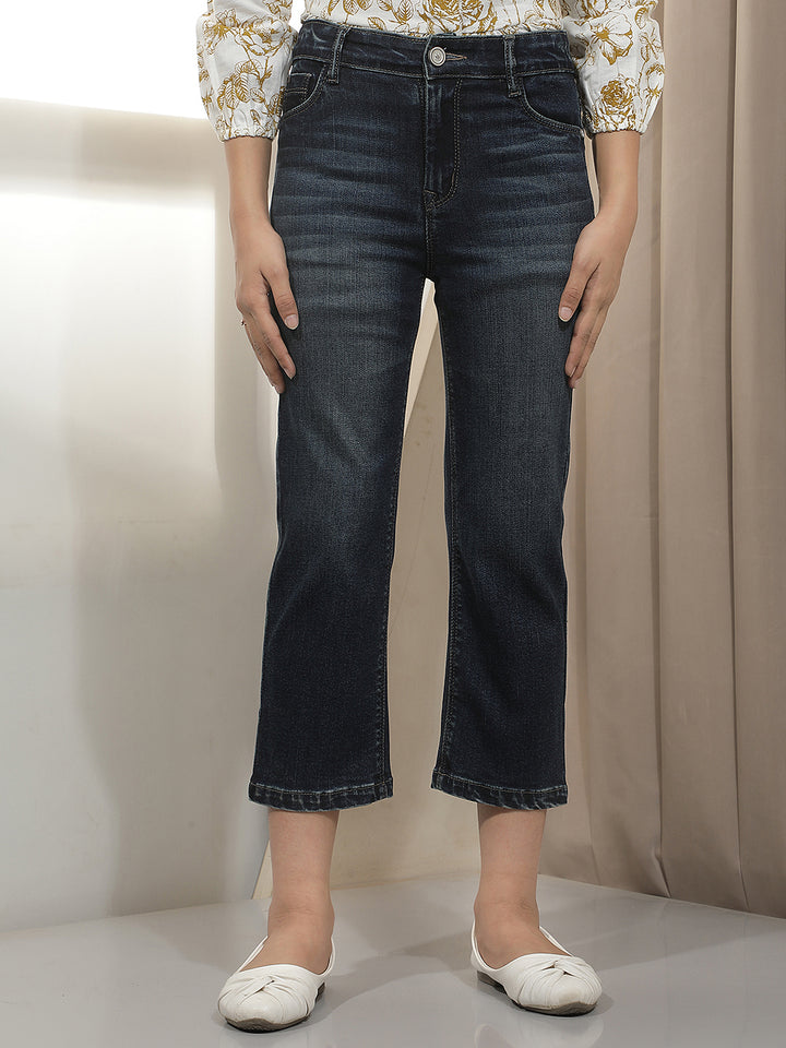 Blue Straight Cropped Jeans