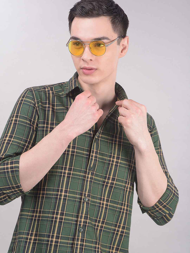 Green Checked 100% Cotton Shirt